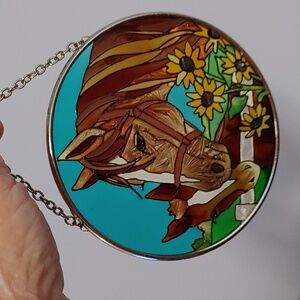 Joan Baker Designs Vintage Stained Glass Sun Catcher Mother & Colt